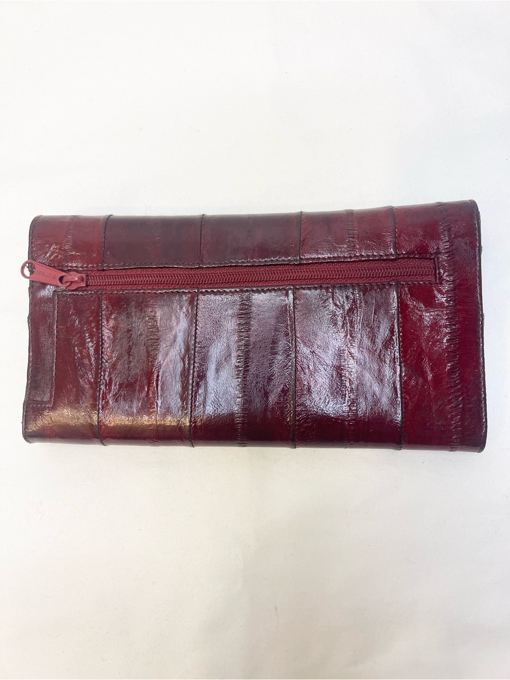 Vintage Eel Skin Burgundy Wallet EUC - Picture 3 of 11